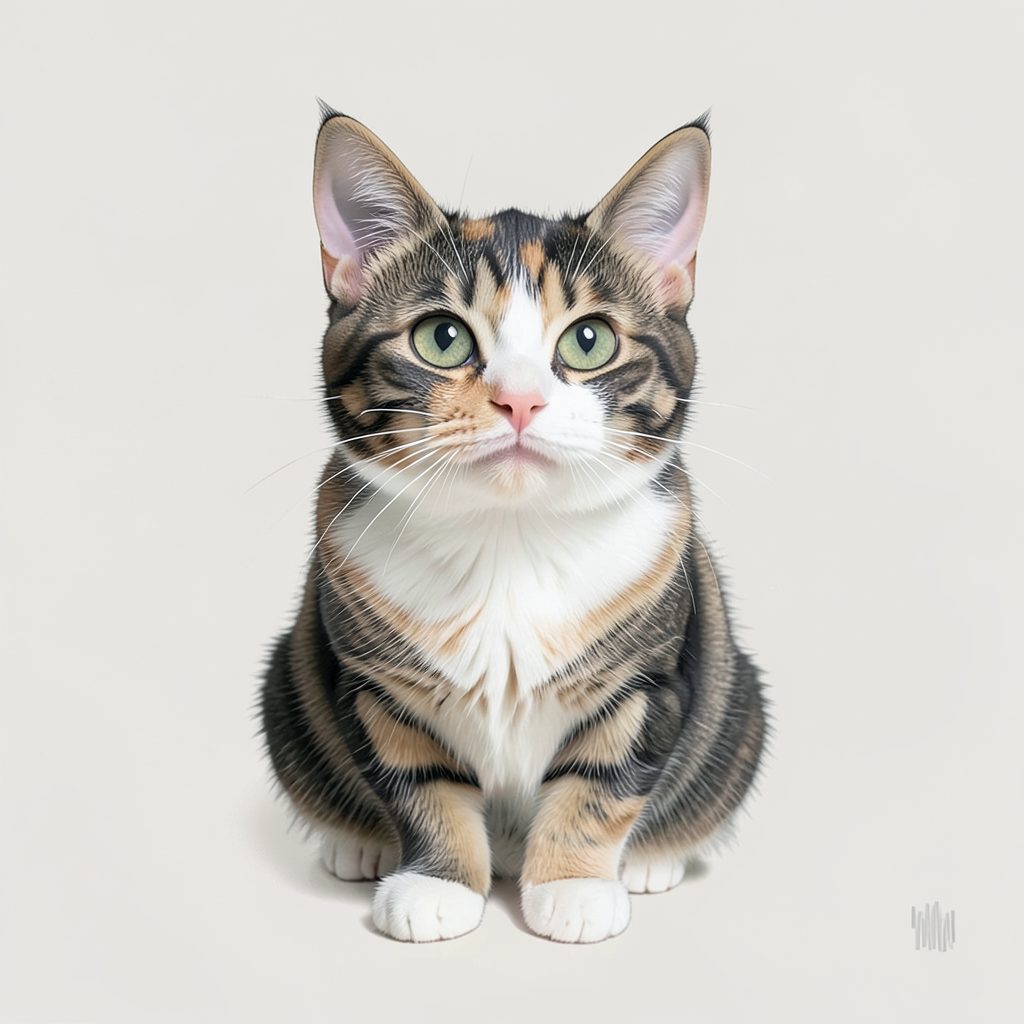 Affiche humoristique d'un chat au style décalé, fond clair et typographie sobre